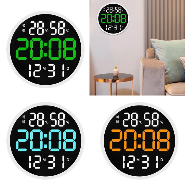 3D Horloge Murale Numérique Led Réveil Lumineux Fonction Sans Bruit