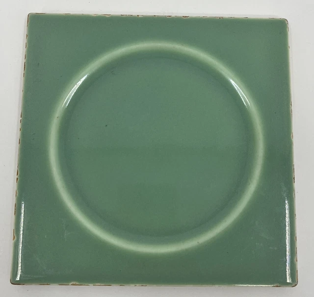 Vintage Ceramic Wall Tile Wheeling Reclaimed Glossy Salvage Jade Green 6” x 6”