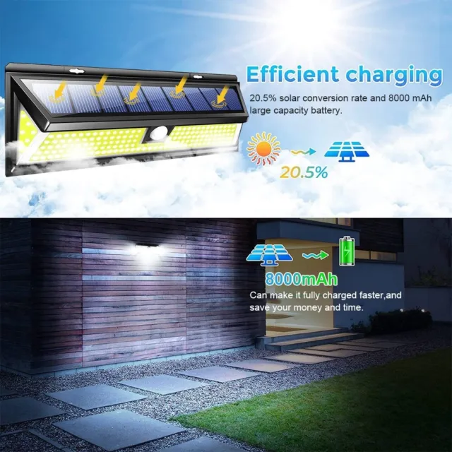 LED Solarlampen für Außen 180 COB Solarleuchte Garten mit Bewegungsmelder 3 Modi 3