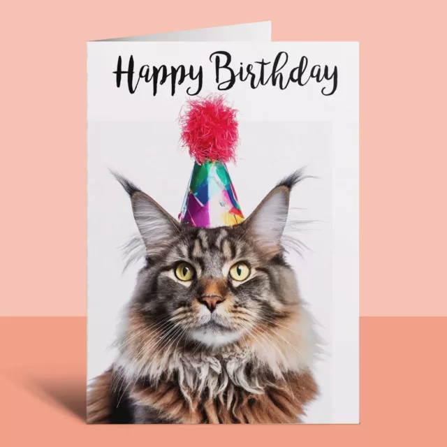 Birthday Card for Her Him Friend Mum Dad Sister Brother Mainecoon Cat Fun Card