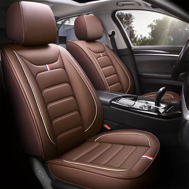 5 Seat Full Set Car Seat Cover Luxury Leather Universal Front Rear Back Cushion