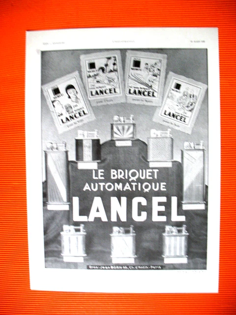Publicite De Presse Lancel Briquet Pour L'auto La Ville Le Sport Le Soir Ad 1930