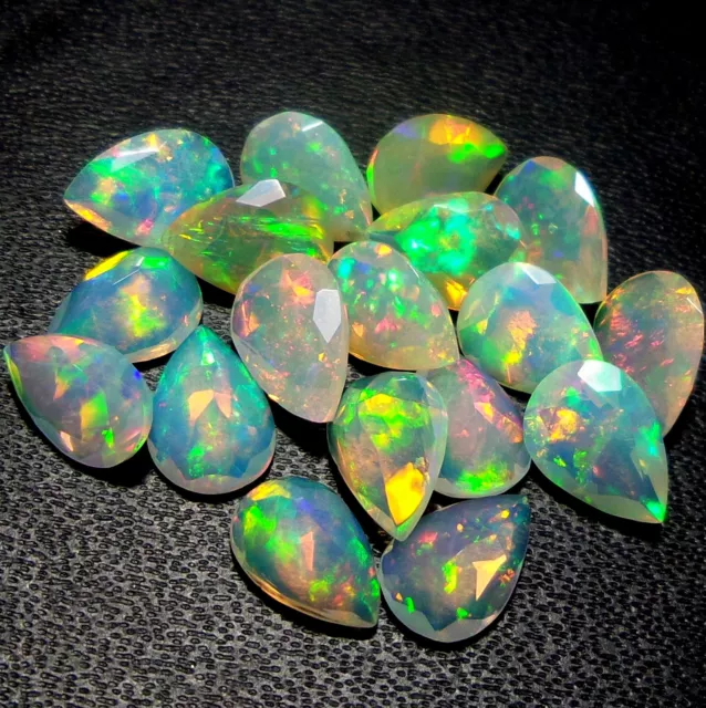 7x5 MM Natural AAAA Grade Multi Color Rainbow Fire Welo Opal Pear Cut 1 Piece