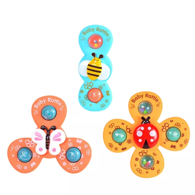 3PCS Suction Cup Spinning Top Development Infant Table Bath Sucker Toys for Kid