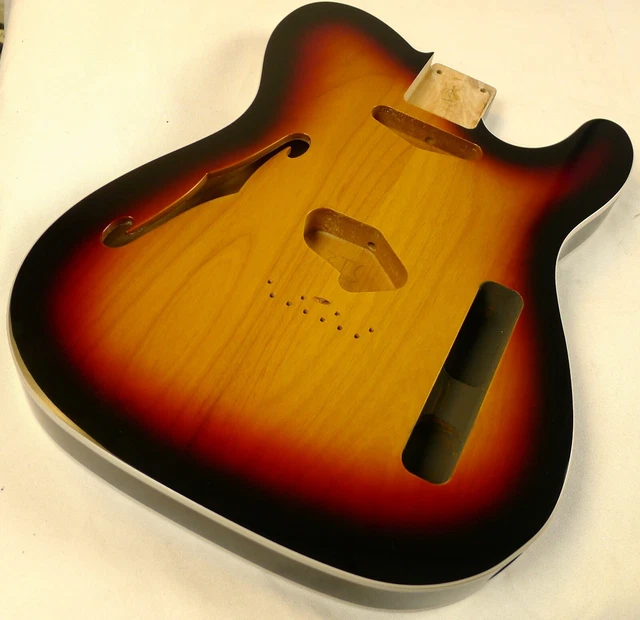 Tele Body F Hole Semi Hollow 2 pcs North American Alder 3TS ≦1.9kg