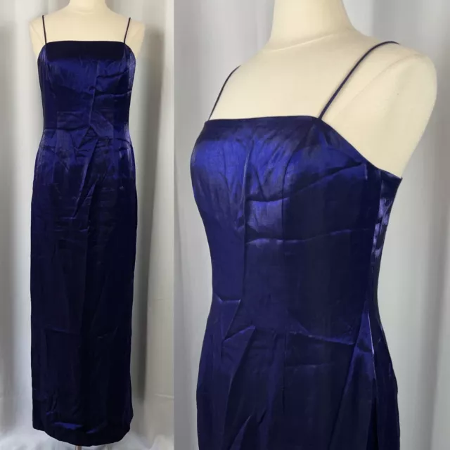 Vintage Formal Dress Womens Size 10 Purple Iridescent Maxi Cocktail Prom 90s Y2K