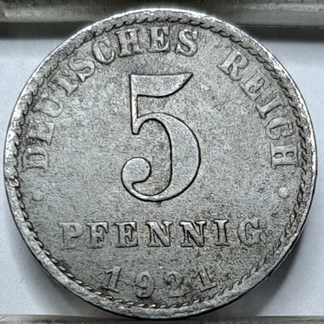 Germany 5 Pfennig 1921 KM#19 Letter A Zinc plated Iron Wilhelm II (5469)