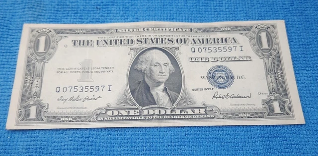 1935 F One Dollar Bill Silver Certificate Blue Seal