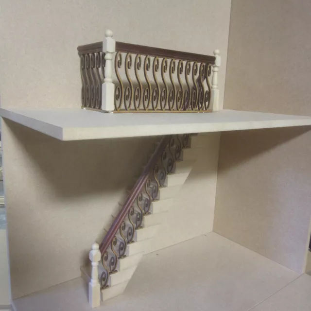 Stairs & Banister Set. Inc Stair Treads Mahogany Handrail Dolls House item DHD73