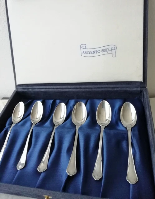 Lot 6 Petites Cuillères à Café Anciennes – Argent 800 – Percées – Couverts
