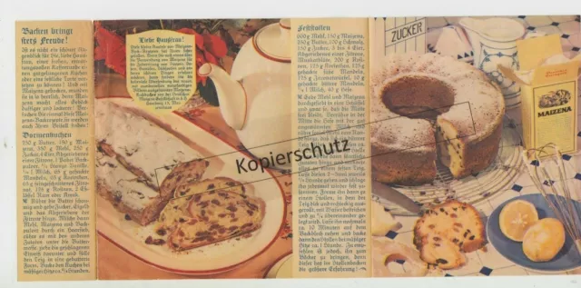 Maizena Hamburg Rezept-Faltblatt  Rezepte Kuchen Fotos 1930er Frakturschrift