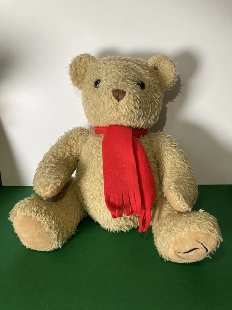 TRADITIONAL LARGE VINTAGE Teddy Bear With Red Scarf Debenhams Oxford ...