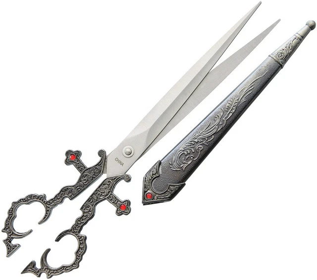 10.5" Renaissance Scissors Wholesale Dagger Dark Silver Color Handle