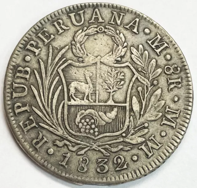 1832 Lima Silver Peru 8 Reales Standing Liberty Coin Lima Mint 2