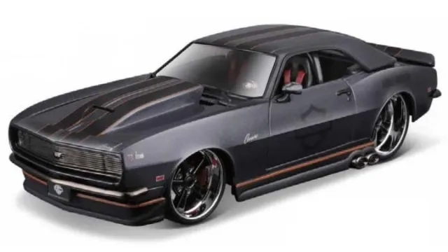 Model Car Scale 1:24 Chevrolet Camaro Z28 Custom Harley Davids motorcycle Bike