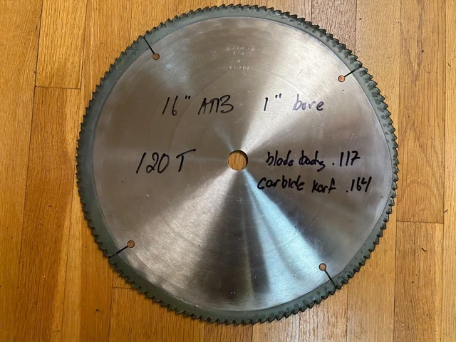 American 16" 120 tooth 1" bore  ATB Industrial Crosscut Saw Blade