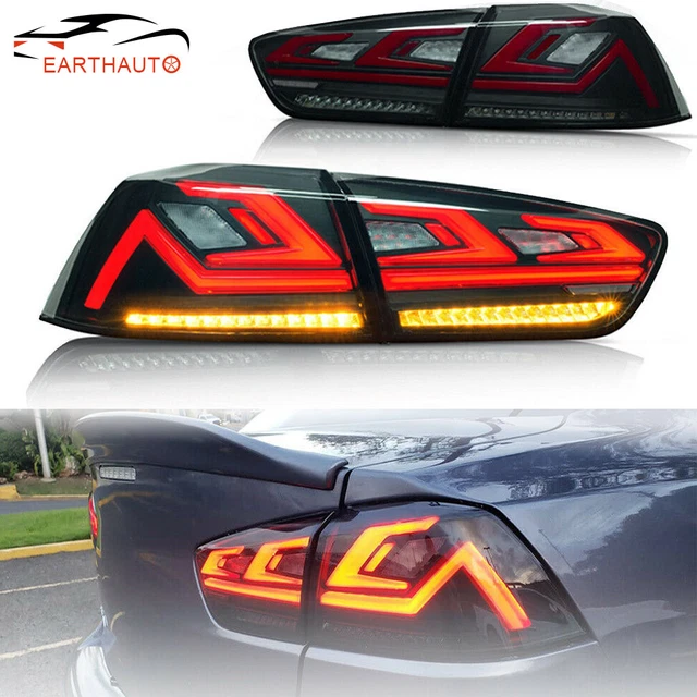 2X LED Smoked Tail Lights For 2008-2017 Mitsubishi Lancer EX EVO X Sedan 4WD