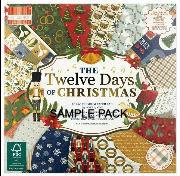 Dovecraft 12 Tage Von Weihnachten 6 x 6 Muster Papier Packung 200gsm 16 Blätter