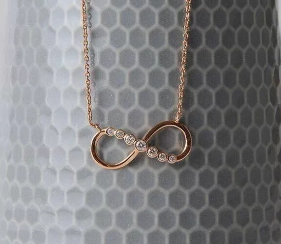 2Ct Round Cut Lab Created Diamond Infinity Pendant 14K Rose Gold Plated