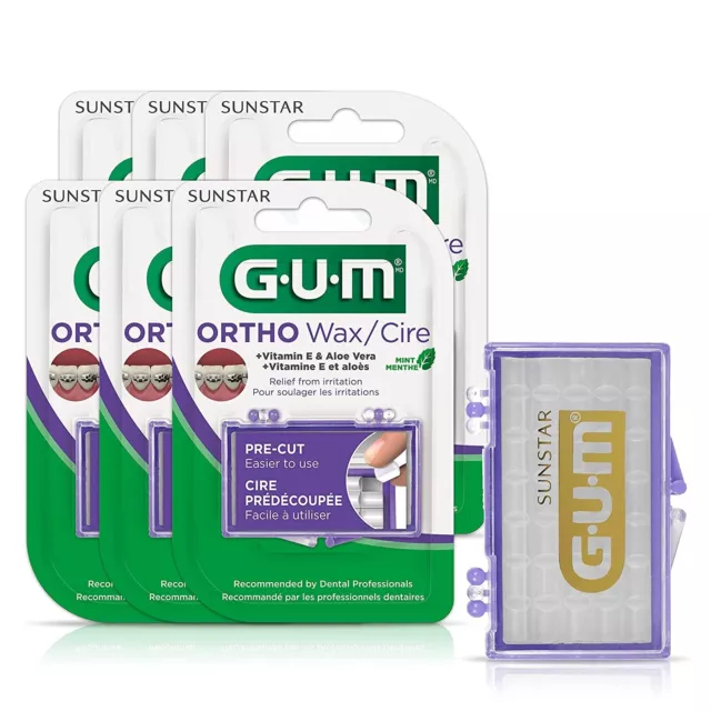 GUM Ortho Wax / Cire Pre  W/ Vitamine E- Cut Lot of 6 Packs -