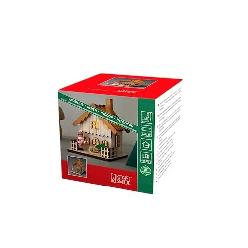 Konstsmide 3233-100 Maisonnette en bois à LED avec toit orange IP20 4 diodes ...