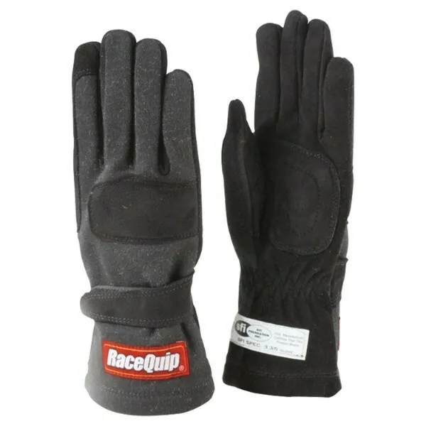 RaceQuip 355005 Double Layer Racing Driving Gloves Large Black SFI 3.3/5 Nomex