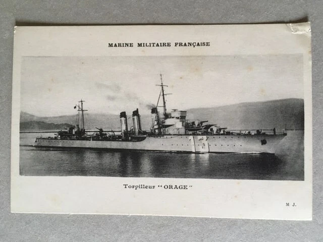 Cpa Militaria : Torpilleur "Orage" Marine Militaire Francaise. Classe Bourrasque