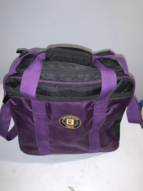 Vtg 90s Brunswick Gear Bowling Bag Purple Black Retro Single Ball Shoulder Strap