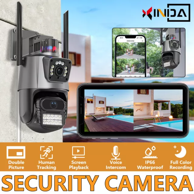 4K IP 1-8X Zoom PTZ 8MP Outdoor Dual Lens Wifi Security Camera Night Vision Cam