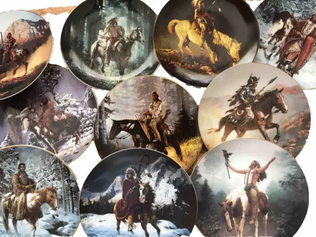 10 Decorative Native American Plates Mystic Warrior Hamilton Collection