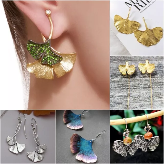 925 Silver Women Ginkgo Jewelry Leaf Drop Dangle Earrings Wedding Party Gifts
