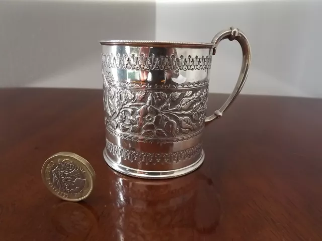 1890 English Sterling Solid Silver Christening Mug 105g