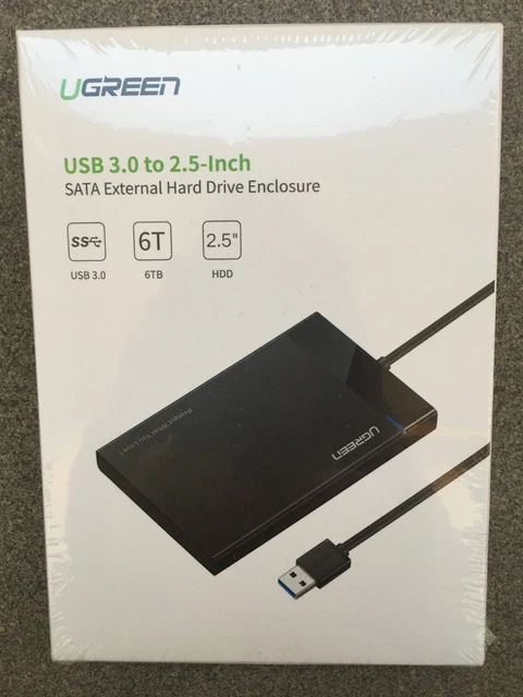 UGREEN SATA Auf USB 3.0 Festplattengehäuse – Für 2,5'' & 3,5'' HDD/SSD, Bis 10 TB, Schwarz