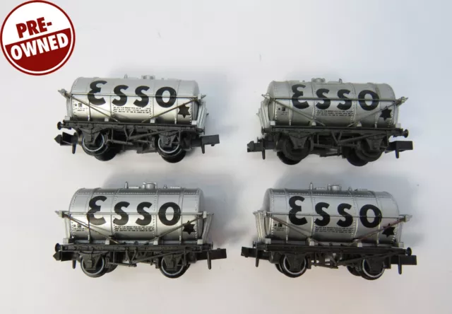 N Gauge Peco 4x ESSO Tank Wagons UNBOXED (PL37)