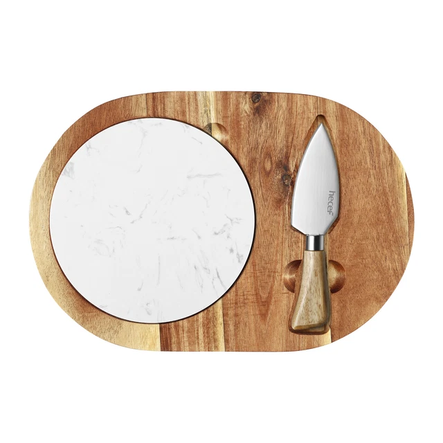 Compact Cheese Board Gift Set Breakfast Serving Tray with Knife & Marble Platter