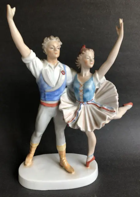 Herend-RARE HUNGARIAN BALLET DANCING COUPLE-PORCELAIN FIGURINE 1940-50-Hungary