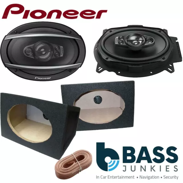 Pioneer 6x9" 5-Way 1200 Watts a Pair Speakers With Black 6x9 Boxes and Cable