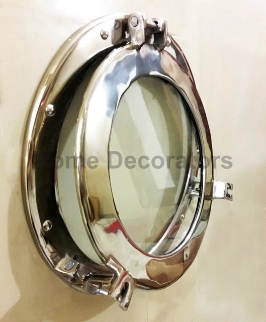 Hublot De Bateau Décoratif En Aluminium - Diamètre 30.5cm - Verre De 20.3cm - Fini Brillant - Neuf