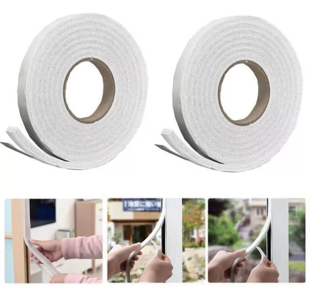 2 x4.5m Foam Draft Excluder Tape Seal For Doors Windows Weather Strip Insulation
