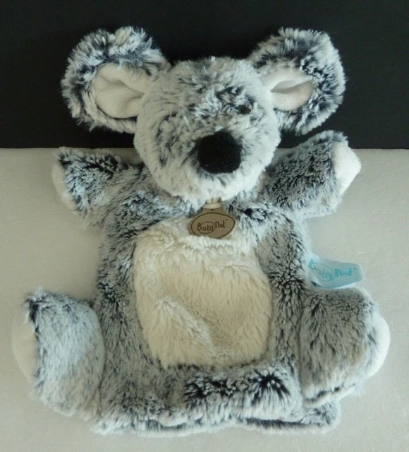 93. DOUDOU MARIONNETTE BABY NAT SOURIS gris noir blanc Manque 1 oeil + Lire svp