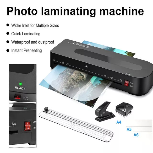 Laminator Laminating Machine A4  A4/A5/A6 Plastic Film/Corner Rounder/Hole Punch