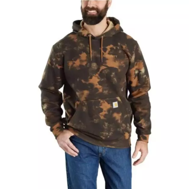 Carhartt WATERCOLOR CAMO HOODIE Sweatshirt Men 2XL BROWN LOOSE FIT Pullover NWT