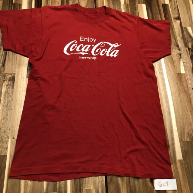 vintage single stitch coke enjoy coca cola  script mens M T-shirt Red Cut Tag
