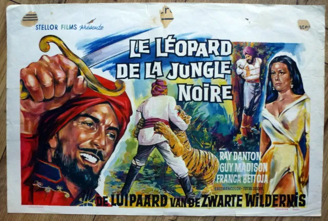 belgian poster SANDOKAN CONTRO IL LEOPARDO, RAY DANTON, GUY MADISON JUNGLE TIGRE