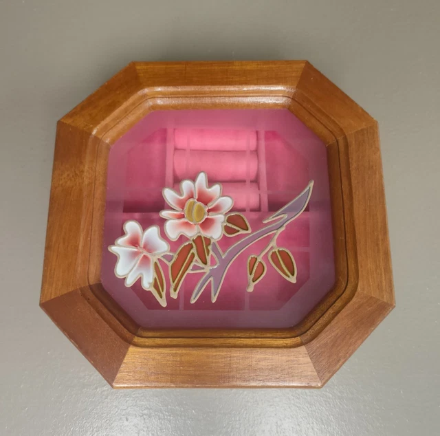Boîte à Bijoux Octogonale En Bois Tripode Années 1950 - Souvenir D'Abbeville, Occasion