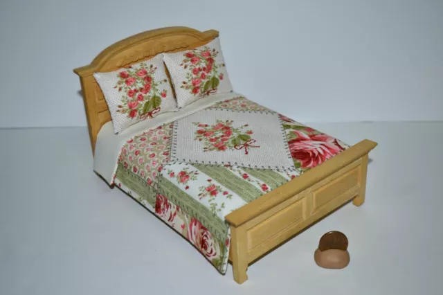 Miniature Dollhouse Bedspread/Comforter w2 Pillows Handmade 1:12 Gorgeous Spread