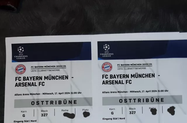 Champions League Tickets 2x FC Bayern-Arsenal London Sitzplätze