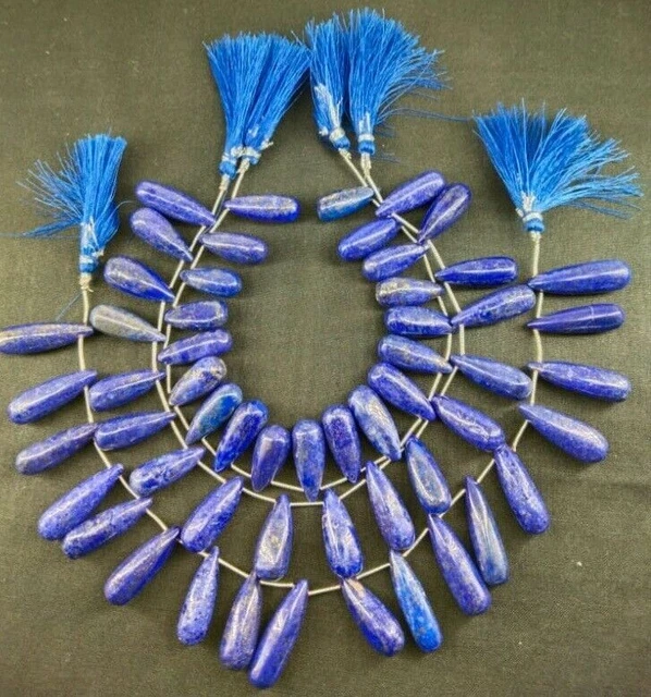 8 "Natural Blue Lapis Copper Smooth Drop Gemstone Beads Jewelry Making... 3