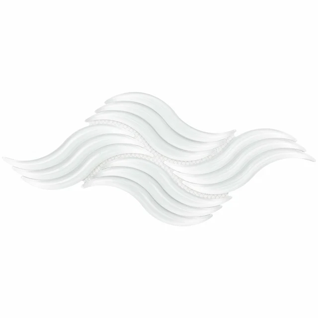 Modern 6X12 Subway Wave White Molded Glass Mosaic Tile MTO0524