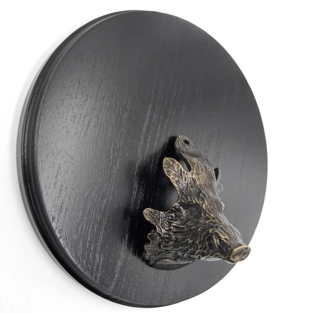 Placa de Jabalí Redondo Oscuro Af 21 CM Con Jabalí Cabeza Decoración Grande 2